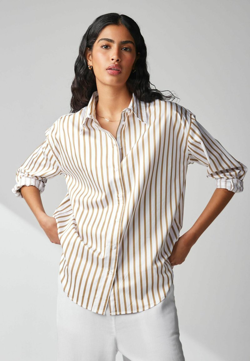 Next OVERSIZED  - Nööpidega pluus - neutral white stripe
