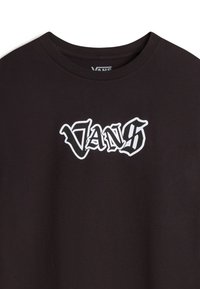 Černé bavlněné tričko s kulatým výstřihem, na hrudi s bílým logem Vans v stylizovaném písmu. Krátké rukávy, hladká textura.
