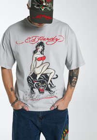 Ed Hardy HOLLY-PANTHER  - Print T-shirt - washed grey