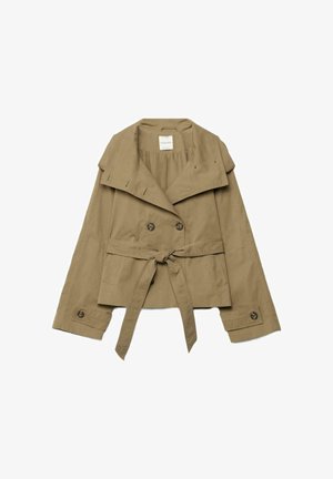 Stradivarius, HIGH NECK TRENCH COAT WITH BELT 01785118 - Kevyt takki - evergreen