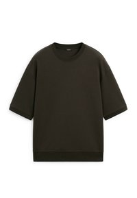 Massimo Dutti CREW NECK SWEATSHIRT WITH SHORT SLEEVES - T-shirt basic - mottled dark brown