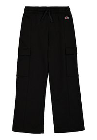 Schwarze Cargo-Hosen mit einem Kordelzug-Bund, seitlichen Taschen und gerippten Bündchen. Gefertigt aus weichem Stoff mit glatter Textur. Verfügt über Logodetails.