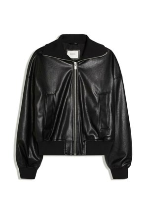 Bershka, FAUX LEATHER RIB -  JACKET - Blouson Bomber - black