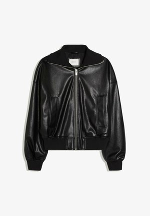 Bershka, FAUX LEATHER RIB - JACKET - Bombera - black