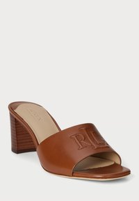 Lauren Ralph Lauren EVERLEY BLOCK-HEEL CALFSKIN SANDAL - Pantofle na podpatku - brown