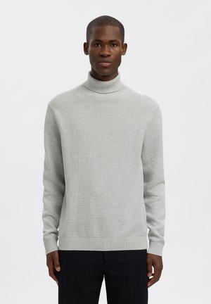 Selected, Turtleneck Cotton - Striktrøje - light grey melange