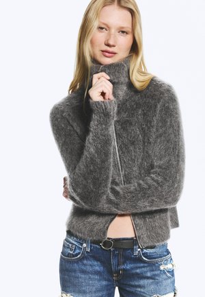 Weekday GILDA ZIP CARDIGAN - Gilet - dark grey melange
