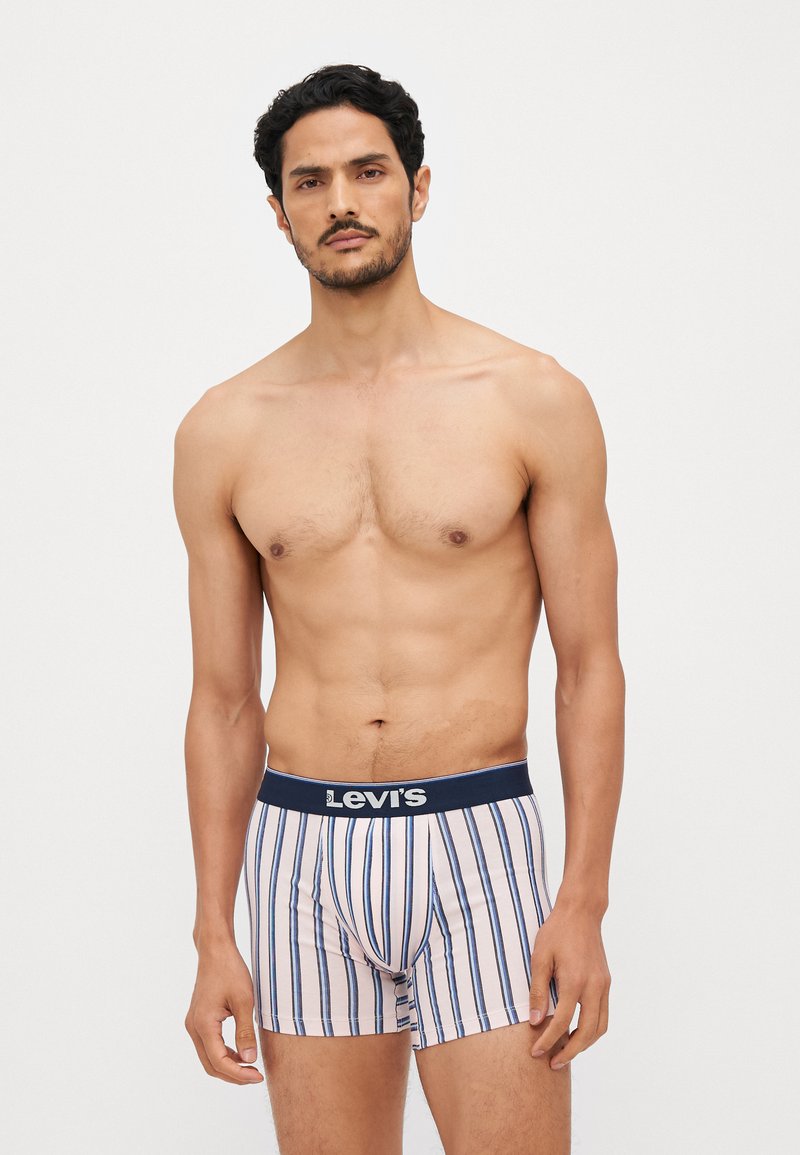 Levi's férfi boxer alsónadrág kék derékkal, világos rózsaszín és kék csíkos mintával. Puha, rugalmas anyagból készült.