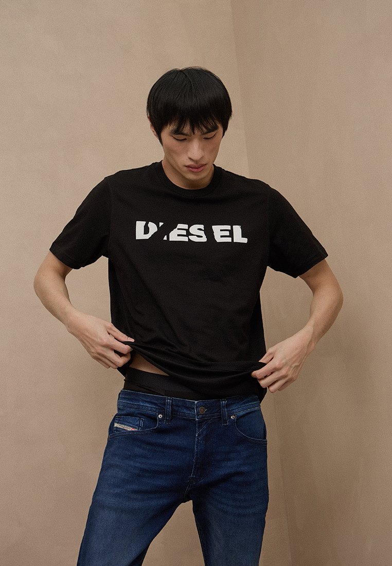 Diesel T-shirt print zwart