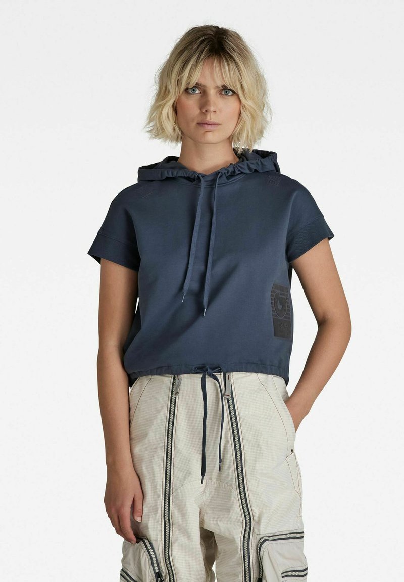 Damen Sweatshirts | G-Star BOXED GR HOODED SWEAT SHORT SLEEVE Kapuzenpullover fantem blue/blau - LP37139 Damen Sweatshirts | G-Star BOXED GR HOODED SWEAT SHORT SLEEVE Kapuzenpullover fantem blue/blau - LP37139