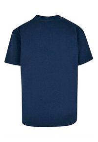 Navy blue short-sleeve t-shirt with a crew neck. Smooth cotton fabric, relaxed fit, no visible logos or patterns on the back.