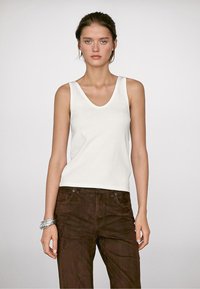 Massimo Dutti RIBBED STRAPPY SLEEVELESS - Top - beige