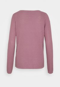Langærmet pullovertrøje i tekstureret lyserødt stof med rund halsudskæring og en lige pasform med et diskret bikagemønster.