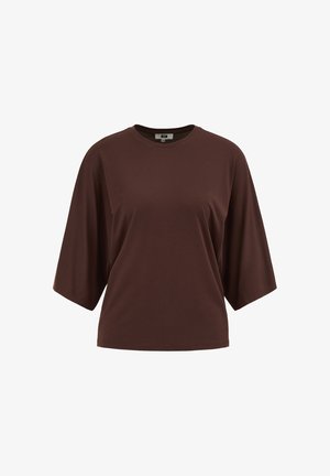 WE Fashion, Lihtne T-särk - dark brown