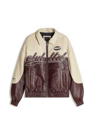 Bershka, BLOCK EFFECT - Veste en similicuir - bordeaux