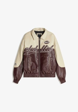 Bershka, BLOCK EFFECT - Veste en similicuir - bordeaux