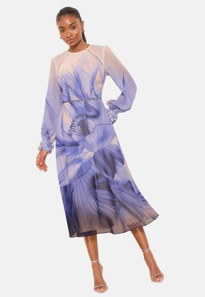 PETITE FIT - FLORAL LONG SLEEVE MIDI - Rochie de zi - navy