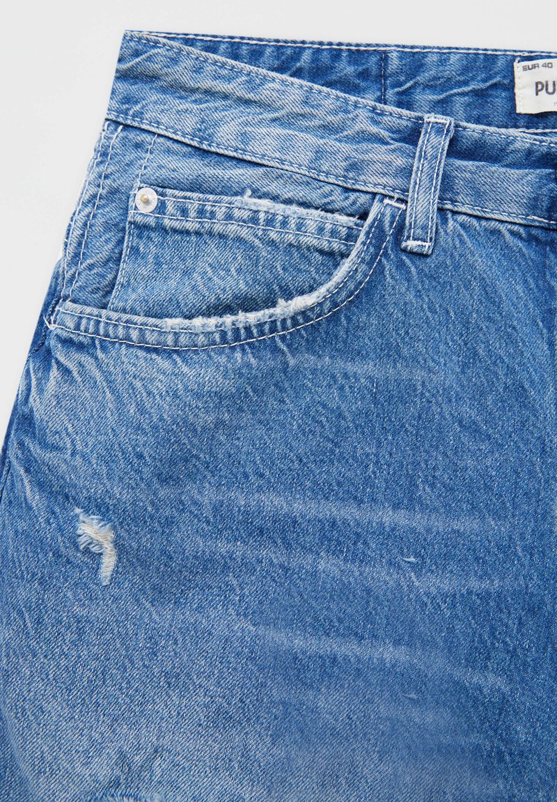 Herren Skinny Fit | PULL&BEAR BERMUDA IM SLIM-FIT MIT ZIERRISSEN Jeans Shorts dark-blue denim - KP18532 Herren Skinny Fit | PULL&BEAR BERMUDA IM SLIM-FIT MIT ZIERRISSEN Jeans Shorts dark-blue denim - KP18532