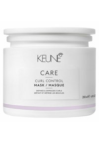 Bocal cylindrique blanc avec une surface texturée, une bande d'accent violet et un couvercle à vis. L'étiquette présente du texte noir et le nom du produit. 200 ml.