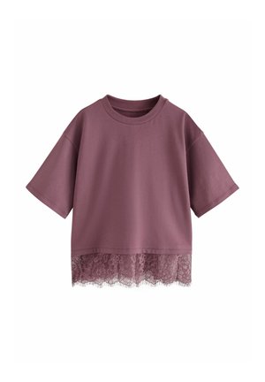 Next, REGULAR FIT - LACE HEM T-SHIRT . - Langærmet T-shirt - berry