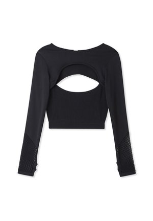 Terranova CON DETTAGLI TRAFORATI - Maglietta a manica lunga - nero