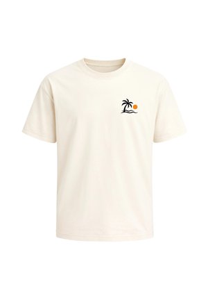 Neverless, HERREN T-SHIRT - DESIGN PALME LOGO - OVERSIZED RELAXED FIT - Print T-shirt - hell-beige
