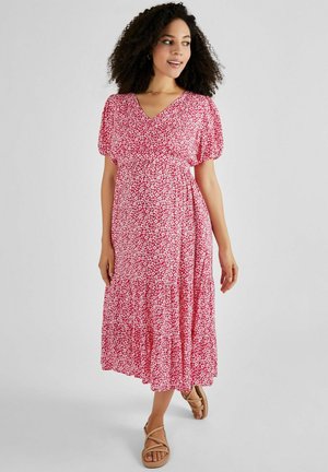 JoJo Maman Bébé PRINT TIERED & NURSING MIDI MATERNITY - REGULAR FIT - Rochie de zi - pink floral