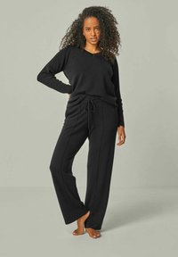 YOU LOOK PERFECT ELISA - MERINO KNIT PANTS WITH PIPING - Nachtwäsche Hose - schwarz