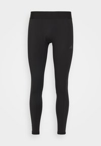 Leggings sportivi neri con una vita elastica, design elegante e un logo sulla gamba inferiore. Realizzati in materiale leggero e elasticizzato.