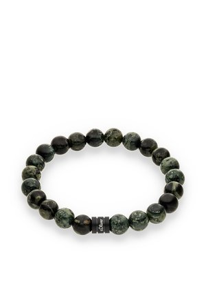 Beaded bracelet featuring green and black stones in various sizes, connected by a black spacer with the brand name "s.Oliver."