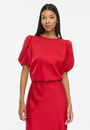 VILA, VIELLETTE 2/4 SATIN PUFF TOP - NOOS - Blouse - savvy red