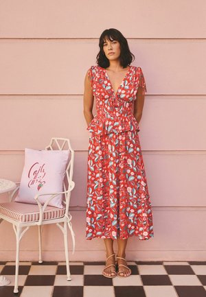 Cath Kidston, REGULAR FIT - SHIRRED MIDI DRESS . - Hverdagskjole - red