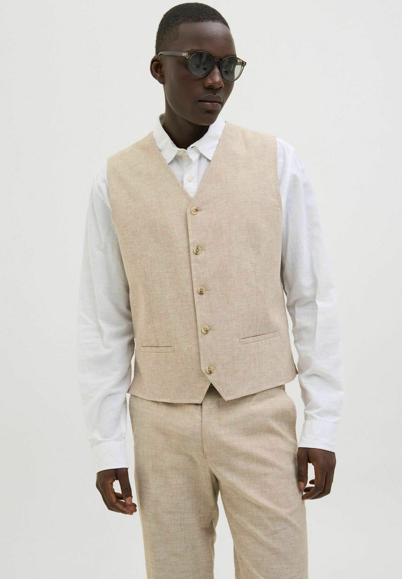 Jack & Jones PREMIUM - JPRRIVIERA MIX - Waistcoat - beige, Enlarge