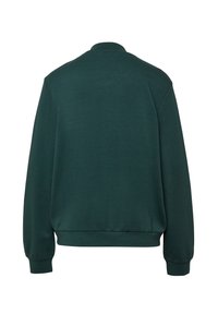 Dunkelgrüner Sweatshirt aus weichem Stoff, runder Kragen, gerippte Manschetten und Saum, mit einem schlichten Design ohne sichtbare Drucke oder Logos.