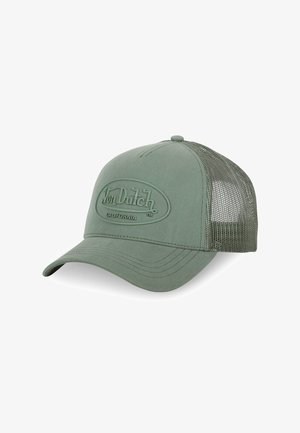 Casquette verte à dos en mesh avec un design arrondi. Présente un logo en relief sur le devant et un bord incurvé. Matériau en mesh pour la respirabilité.