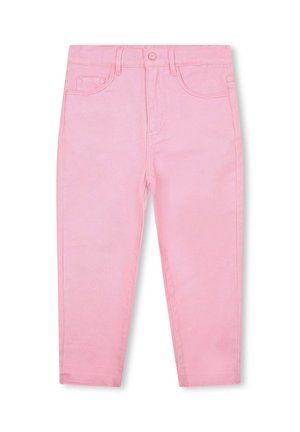 Roze denim jeans met een slim fit, voorzien van voorzakken, een tailleband met riemlussen en een enkele knoopsluiting.