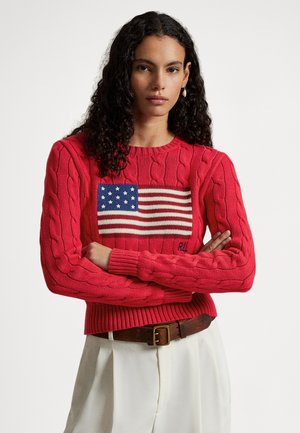 FLAG SHRUNKEN CABLE COTTON SWEATER - Maglione - red