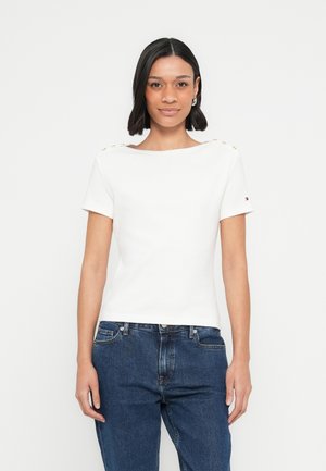 BUTTON SLIM TEE - T-Shirt basic - ecru