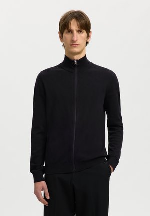 Selected, SLHBERG FULL ZIP - Kardigán - black
