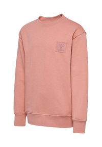 Rosa sweatshirt i bomullsblandning, med rund halsringning, långa ärmar och en fyrkantig lapp med logotyp på bröstet.