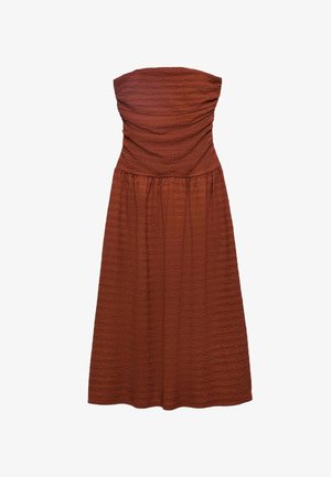 Marks & Spencer, TEXTURED BANDEAU MIDI WAISTED DRESS - Hverdagskjole - brown