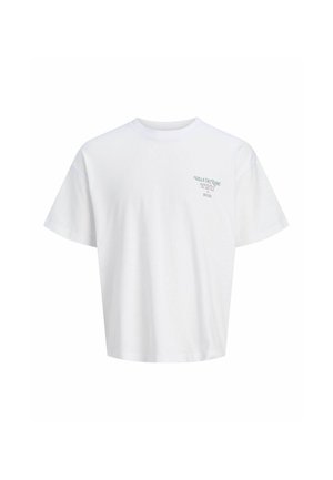 T-shirt blanc à manches courtes et col rond avec un petit texte vert "VILLA DELLA PAIRE" sur la poitrine gauche.
