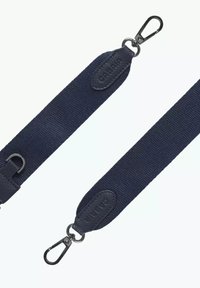 Marineblaue Canvas-Armband mit Lederakzenten, ausgestattet mit Metallclips zur Befestigung und einer strukturierten Oberfläche für besseren Halt. Langlebiges und funktionales Design.