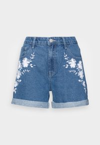 VIWOODY FESTIVAL - Kratke hlače od trapera - medium blue denim cloud dancer embroidery