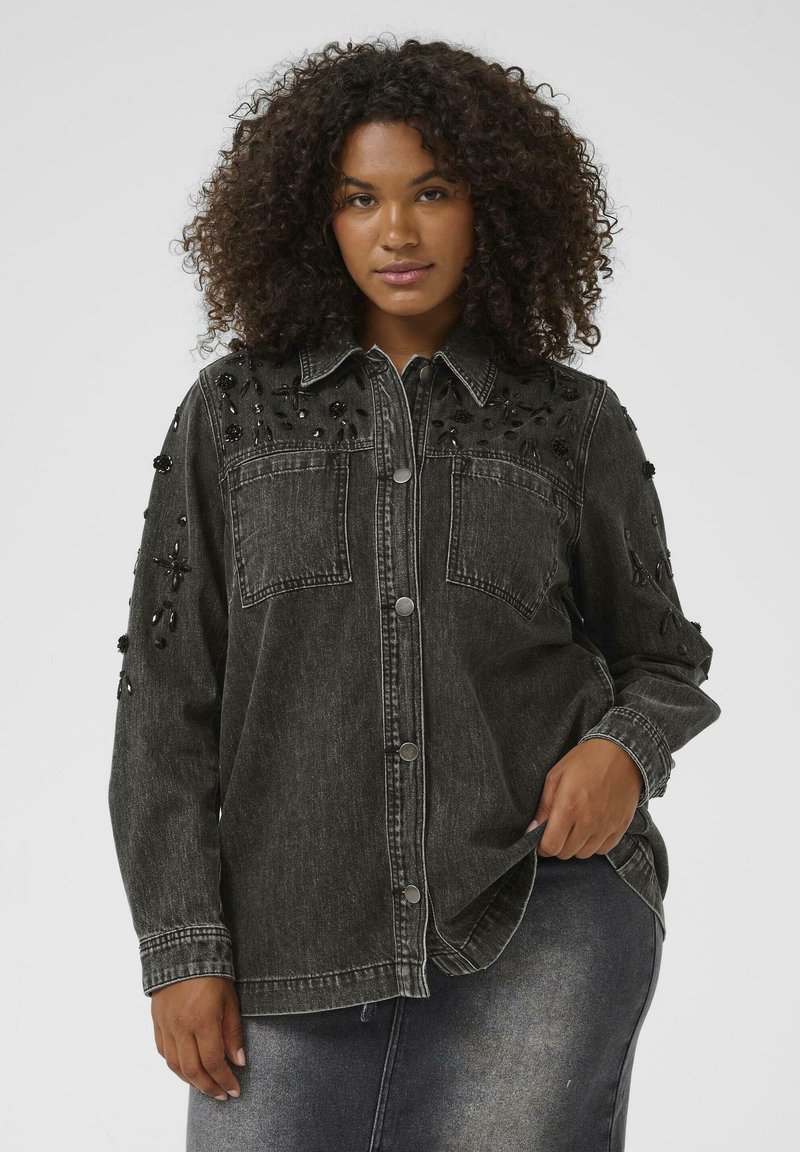 Kaffe Curve JAIDA  - Denim jacket - dark grey washed denim