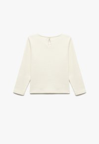 Mouwen top met lange mouwen in off-white, met een sleutelgat sluiting aan de achterkant en gestikte zomen, met een aansluitend en cropped ontwerp.