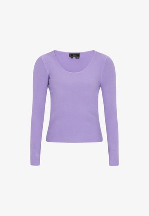 Lilac ribbattu pitkähihais toppi, jossa on leveä kaula-aukko. Ominaisuuksina on suora siluetti ja pehmeä tekstuuri. Valmistettu joustavasta materiaalista.