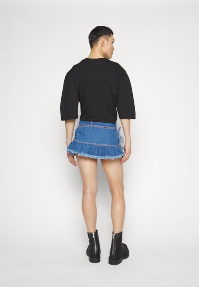 REAMEREI FRINGED MINI UNISEX - Denim skirt - blue denim