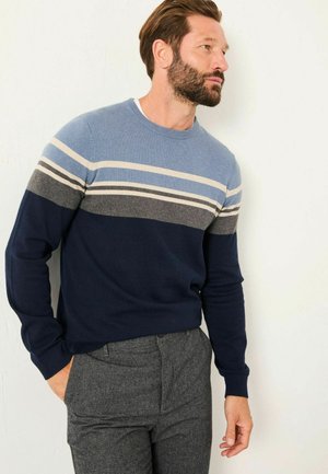 TALL FIT - STRIPE CREW NECK KNITTED  - Strickpullover - navy