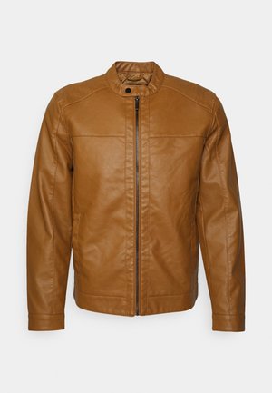 Imiteret læderjakke - cognac